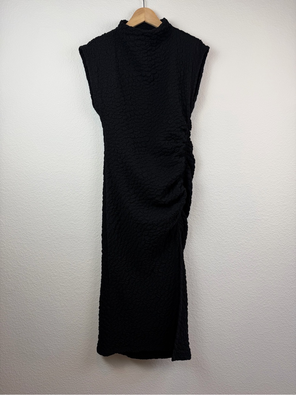 Anthropologie The Maya Ruched Cowl Neck Dress Textured Edition
